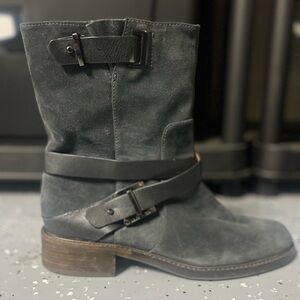 Louise et CIE Valencia Grey Suede Moto Combat Harness Boots Women’s EU 40 US 10